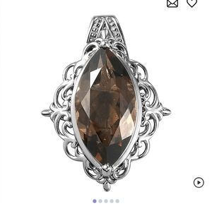🆕️ Brazilian Smoky Quartz Solitaire Pendant in Platinum Over Copper with Magnet